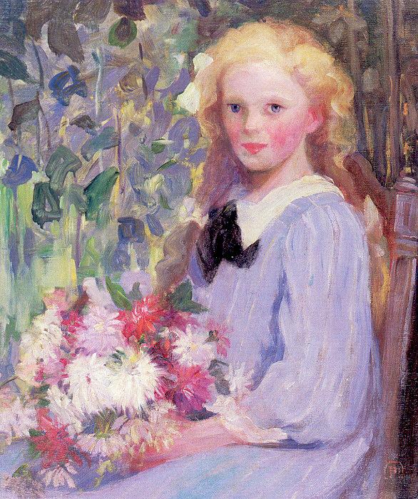 Palmer, Pauline Girl with Flowers France oil painting art